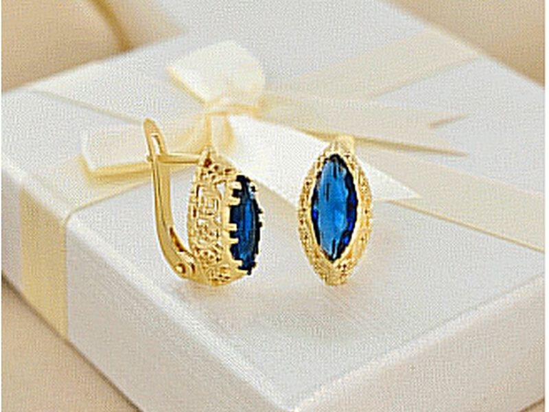 Aretes ovalo azul marino Quevedo