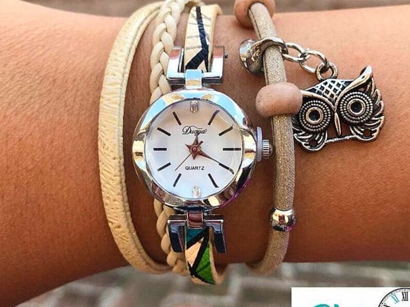 Reloj pulsera cuero y búho quartz Cuenca