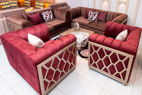 Juego de muebles de sala color rojo Ecuador Mueblería D' Arte La Quadra