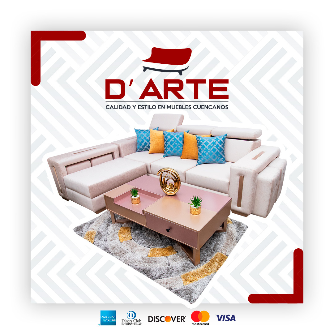 Sofá lineal moderno en L de color blanco Ecuador Mueblería D' Arte La Quadra
