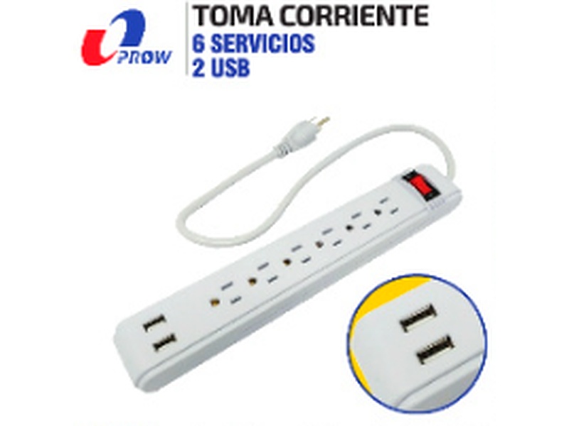 Toma Múltiple 6 servicios 2 USB Ecuador