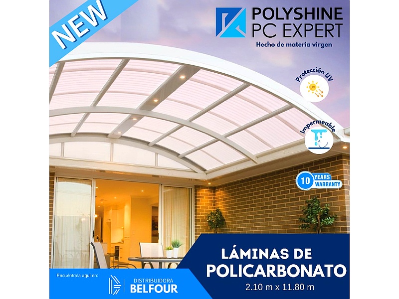 Policarbonato alveolar de la marca POLYSHINE Ecuador