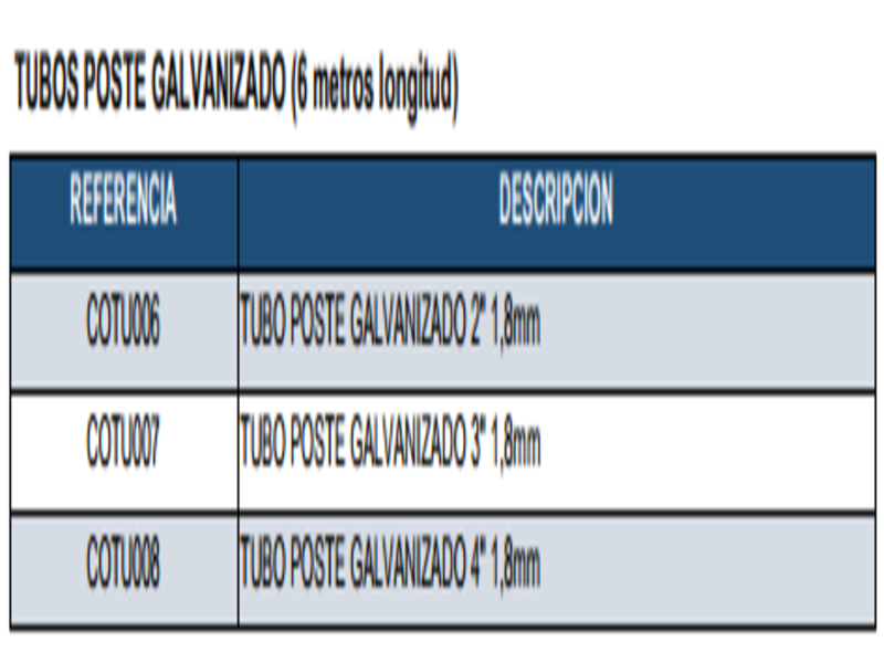 TUBOS POSTE GALVANIZADO 
