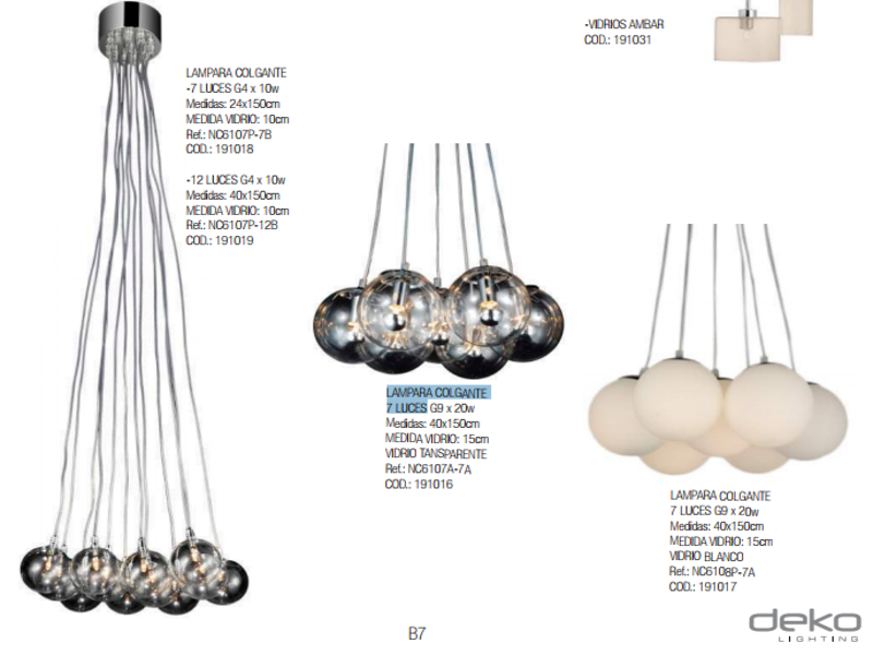 LAMPARA COLGANTE 7 LUCES